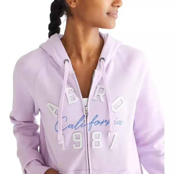 AEROPOSTALE Womens Aero Logo Full Zip Hoodie Arches Aero 1987 CaliforniaViolet Tint