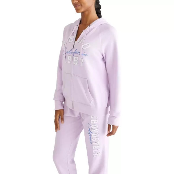 AEROPOSTALE Womens Aero Logo Full Zip Hoodie Arches Aero 1987 CaliforniaViolet Tint