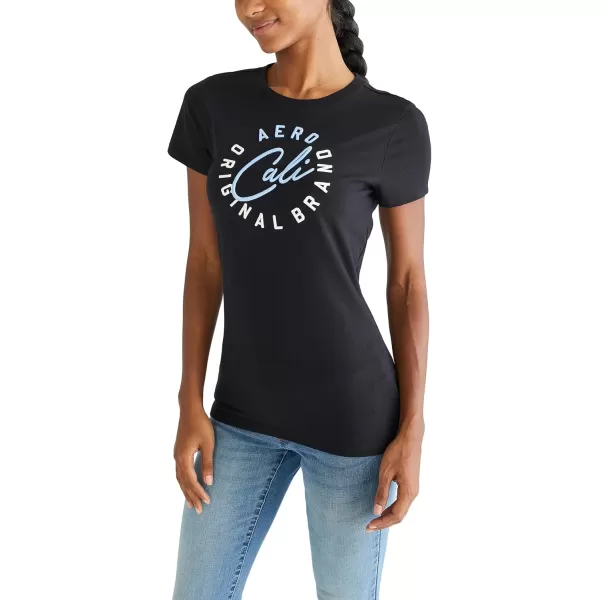 AEROPOSTALE Womens Cali Short Sleeve Graphic TeeDark Black