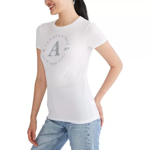 AEROPOSTALE Womens Circle Short Sleeve Graphic TeeBleach