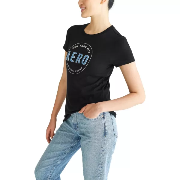 AEROPOSTALE Womens Circle Short Sleeve Graphic TeeBold Dark Black