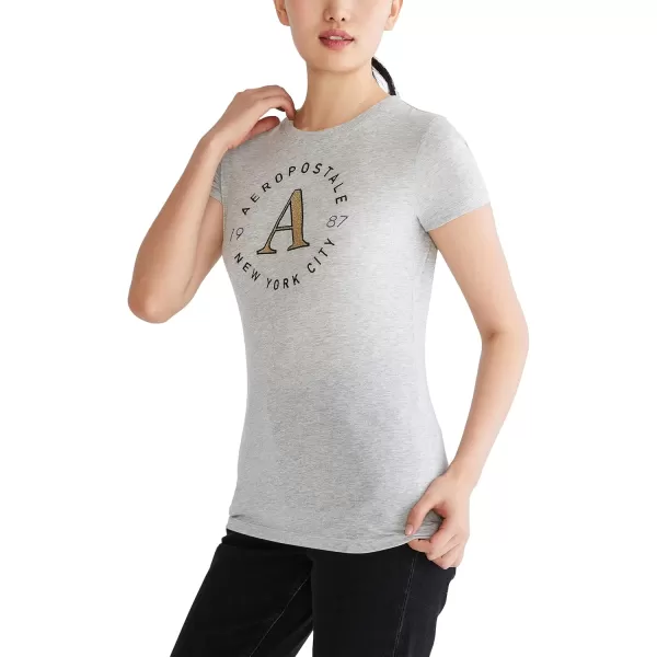 AEROPOSTALE Womens Circle Short Sleeve Graphic TeeLight Heather Grey