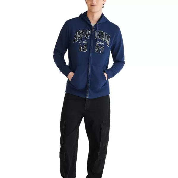 AEROPOSTALE Mens Aero Logo Full Zip HoodieArchCadet Navy