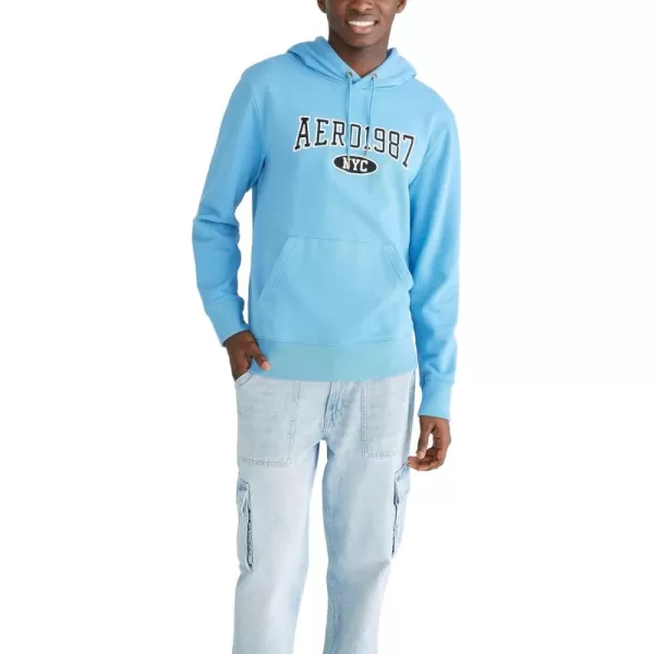 AEROPOSTALE Mens Aero Logo Popover HoodieAcross ChestParisian Blue