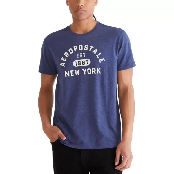 AEROPOSTALE Mens Arch Logo Short Sleeve TeeBlue Depths