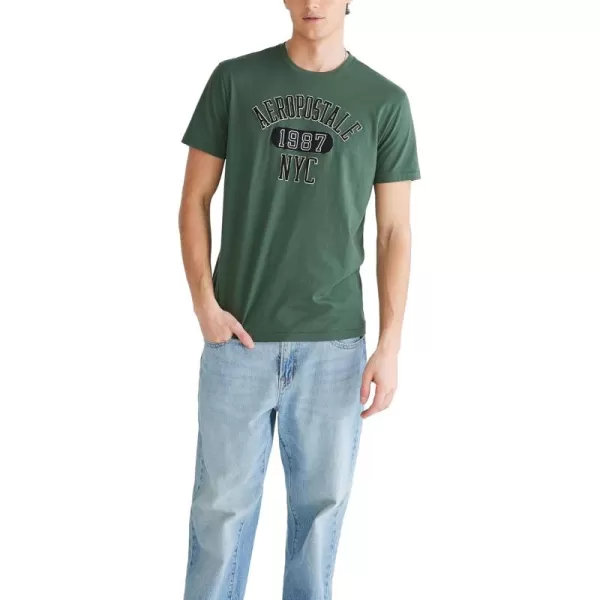 AEROPOSTALE Mens Arch Logo Short Sleeve TeeCilantro