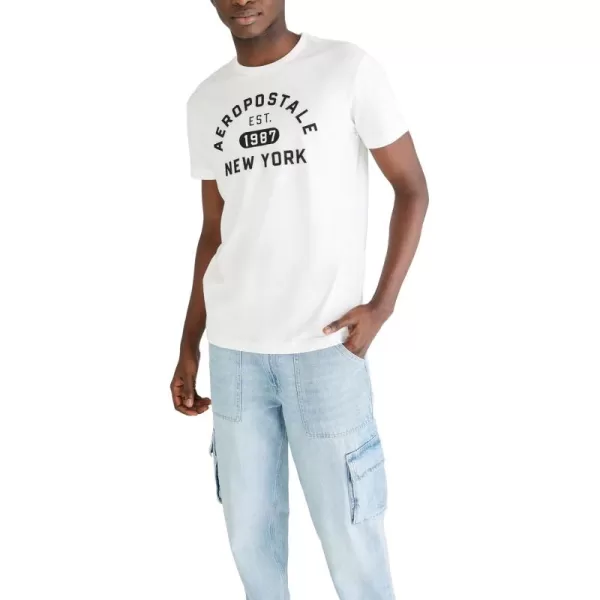AEROPOSTALE Mens Arch Logo Short Sleeve TeeCream