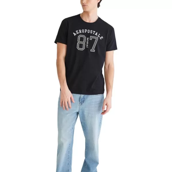 AEROPOSTALE Mens Arch Logo Short Sleeve TeeDark Black