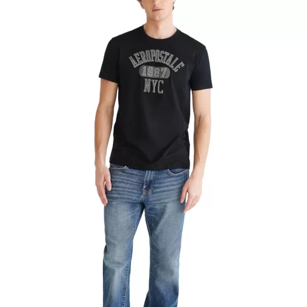 AEROPOSTALE Mens Arch Logo Short Sleeve TeeDark Black2