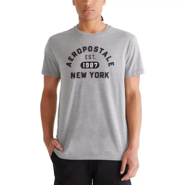 AEROPOSTALE Mens Arch Logo Short Sleeve TeeMedium Heather Grey