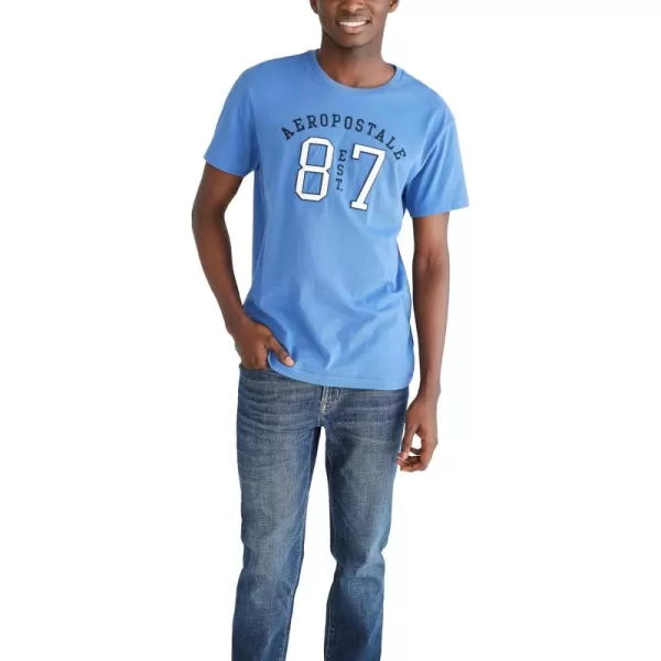 AEROPOSTALE Mens Arch Logo Short Sleeve TeeTrue Navy