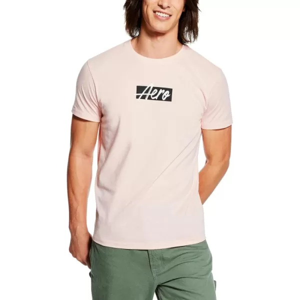 AEROPOSTALE Mens Box Logo Script Short Sleeve TeeImpatiens Pink