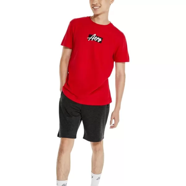 AEROPOSTALE Mens Box Logo Script Short Sleeve TeeModel Red