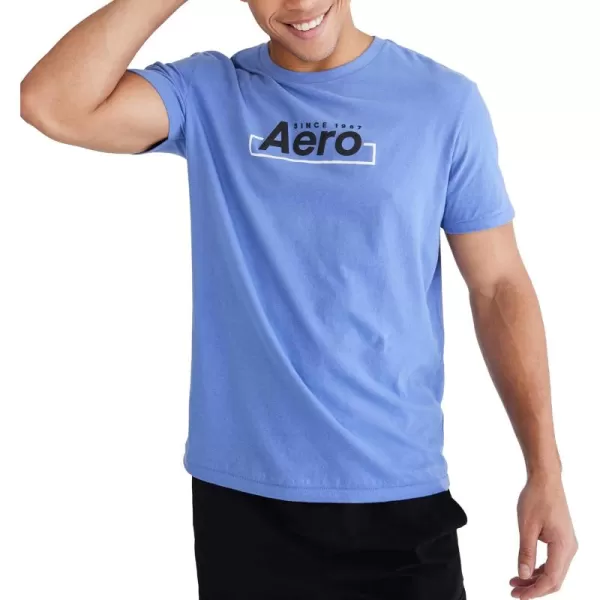 AEROPOSTALE Mens Box Logo Short Sleeve TeeBleached Denim