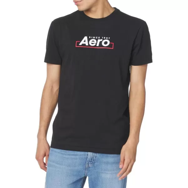 AEROPOSTALE Mens Box Logo Short Sleeve TeeDark Black