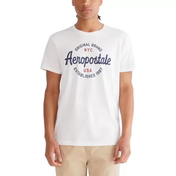 AEROPOSTALE Mens Circle Script Short Sleeve TeeBleach