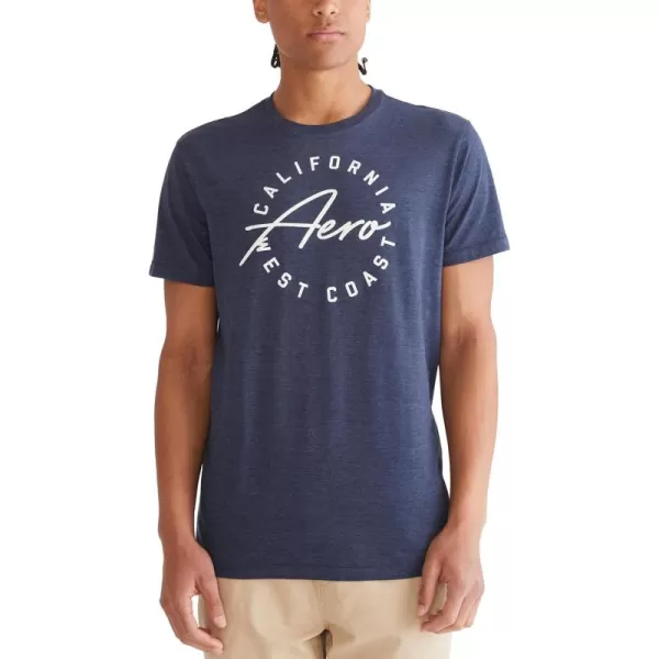 AEROPOSTALE Mens Circle Script Short Sleeve TeeCadet Blue