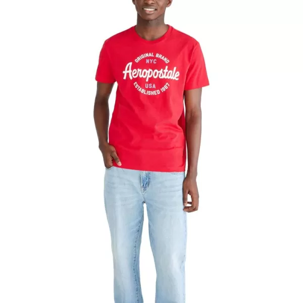 AEROPOSTALE Mens Circle Script Short Sleeve TeeModel Red