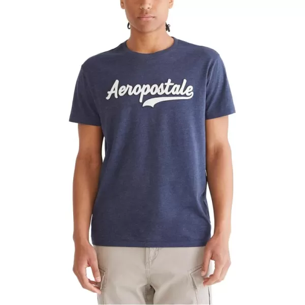 AEROPOSTALE Mens Script Logo Short Sleeve TeeCadet Blue