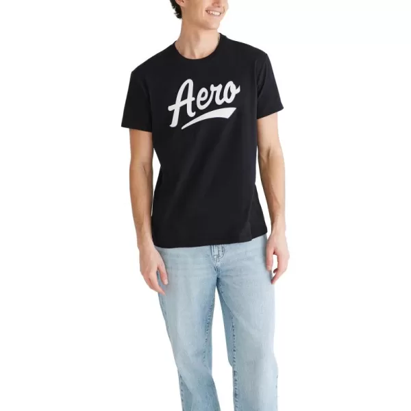 AEROPOSTALE Mens Script Logo Short Sleeve TeeDark Black