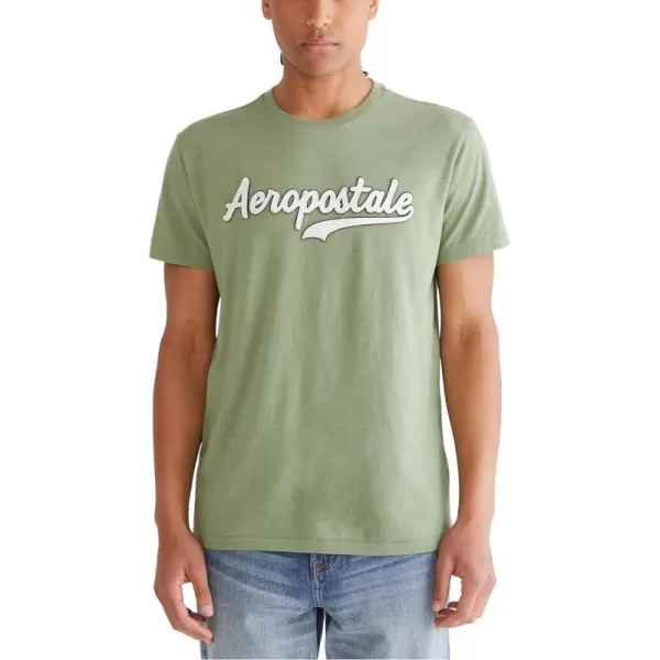 AEROPOSTALE Mens Script Logo Short Sleeve TeeDry Sage