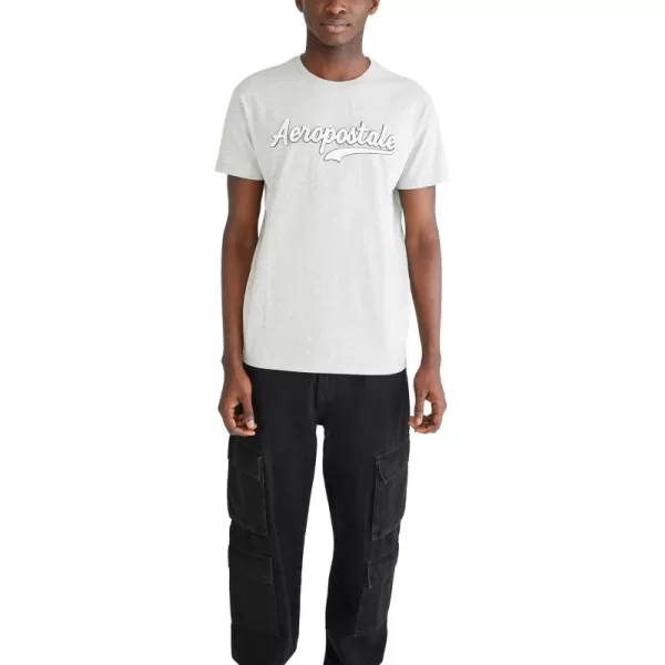 AEROPOSTALE Mens Script Logo Short Sleeve TeeLight Heather Grey