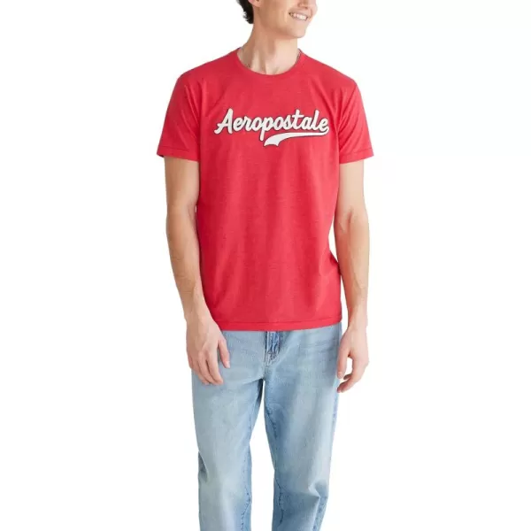 AEROPOSTALE Mens Script Logo Short Sleeve TeeTango Red