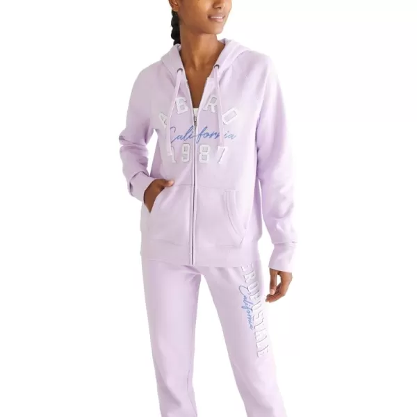 AEROPOSTALE Womens Aero Logo Full Zip Hoodie Arches Aero 1987 CaliforniaViolet Tint