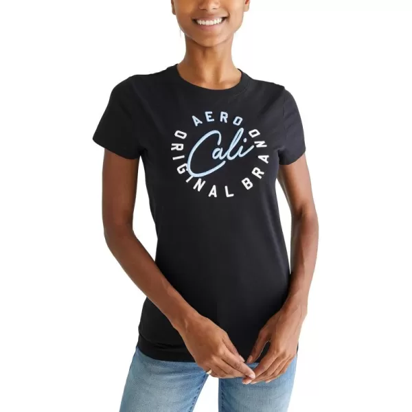 AEROPOSTALE Womens Cali Short Sleeve Graphic TeeDark Black