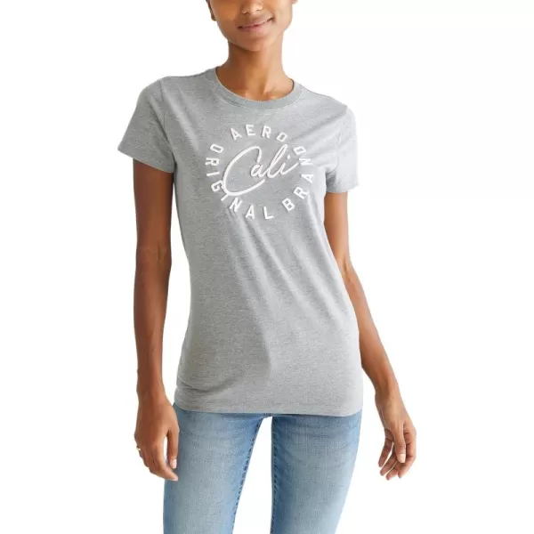 AEROPOSTALE Womens Cali Short Sleeve Graphic TeeMedium Heather Grey