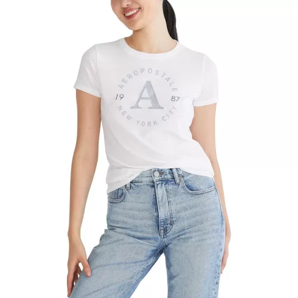 AEROPOSTALE Womens Circle Short Sleeve Graphic TeeBleach