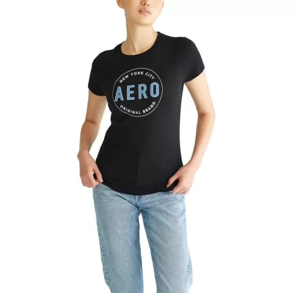 AEROPOSTALE Womens Circle Short Sleeve Graphic TeeBold Dark Black