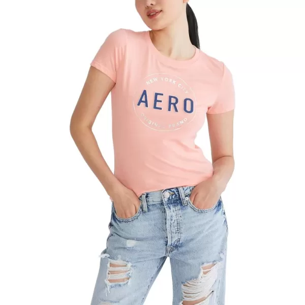 AEROPOSTALE Womens Circle Short Sleeve Graphic TeeCandlelight Peach