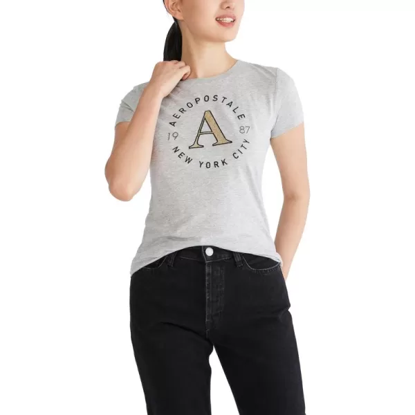 AEROPOSTALE Womens Circle Short Sleeve Graphic TeeLight Heather Grey