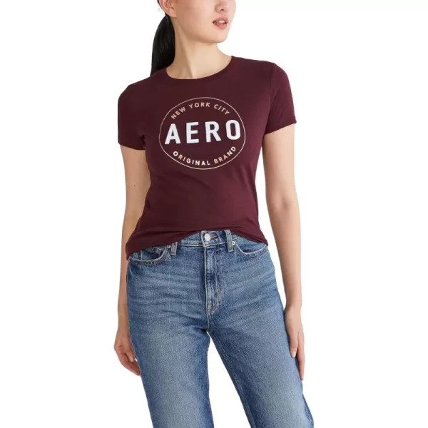 AEROPOSTALE Womens Circle Short Sleeve Graphic TeeRich Burgundy