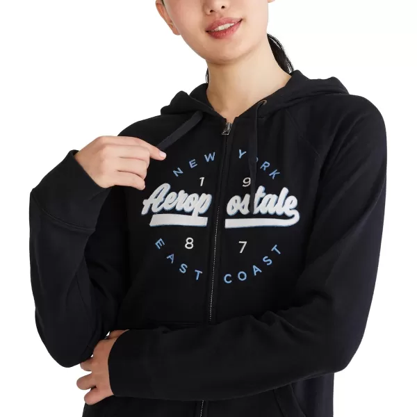 AEROPOSTALE Womens Aero Logo Full Zip HoodieCircleScriptsDark Black