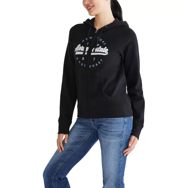 AEROPOSTALE Womens Aero Logo Full Zip HoodieCircleScriptsDark Black