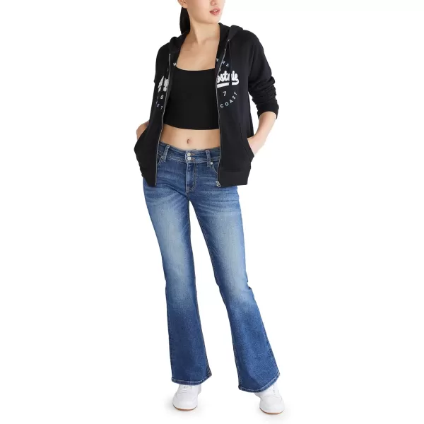 AEROPOSTALE Womens Aero Logo Full Zip HoodieCircleScriptsDark Black