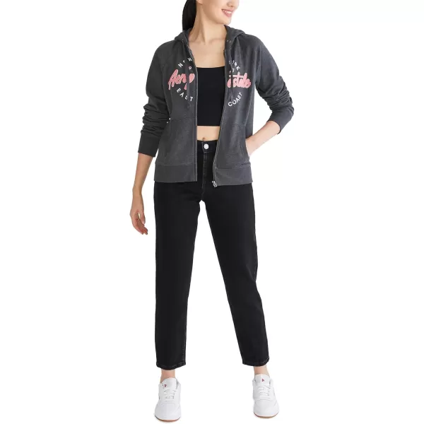 AEROPOSTALE Womens Aero Logo Full Zip HoodieCircleScriptsLight Heather Grey