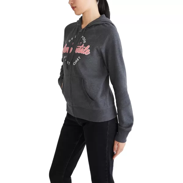 AEROPOSTALE Womens Aero Logo Full Zip HoodieCircleScriptsLight Heather Grey