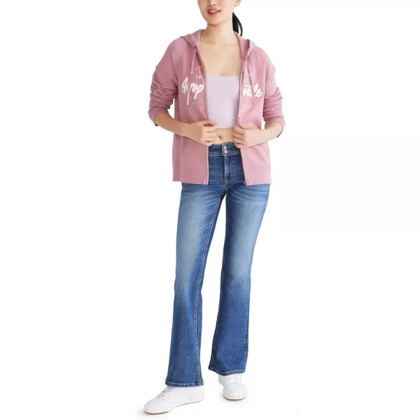 AEROPOSTALE Womens Aero Logo Full Zip HoodieCircleScriptsNostalgia Rose