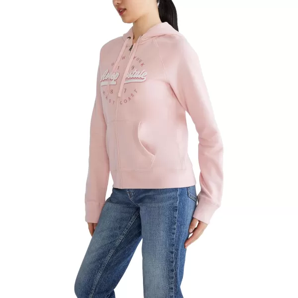 AEROPOSTALE Womens Aero Logo Full Zip HoodieCircleScriptsSilver Pink