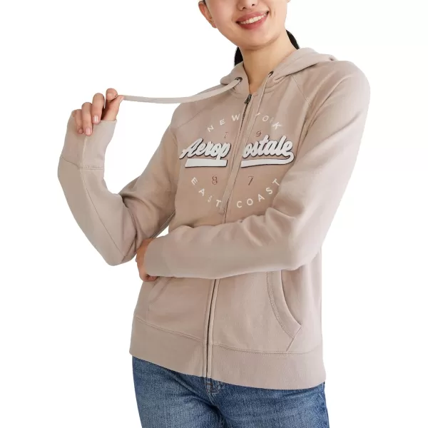 AEROPOSTALE Womens Aero Logo Full Zip HoodieCircleScriptsSimply Taupe