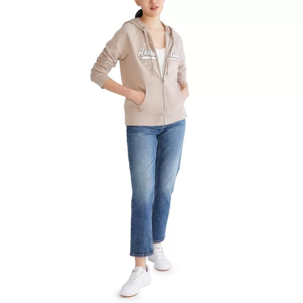 AEROPOSTALE Womens Aero Logo Full Zip HoodieCircleScriptsSimply Taupe