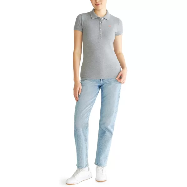 AEROPOSTALE Womens Aero Solid A87 PoloMedium Heather Grey