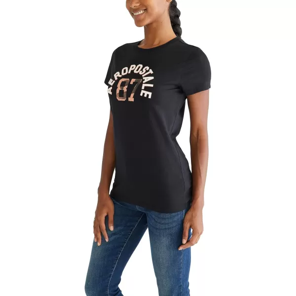 AEROPOSTALE Womens Arch Short Sleeve Graphic TeeDark Black
