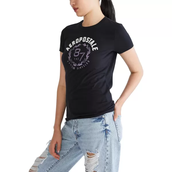 AEROPOSTALE Womens Arch Short Sleeve Graphic TeeDark Black2