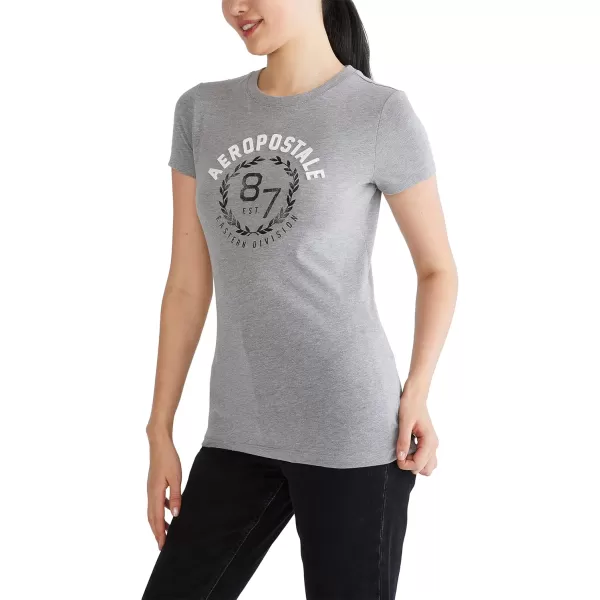 AEROPOSTALE Womens Arch Short Sleeve Graphic TeeMedium Heather Grey