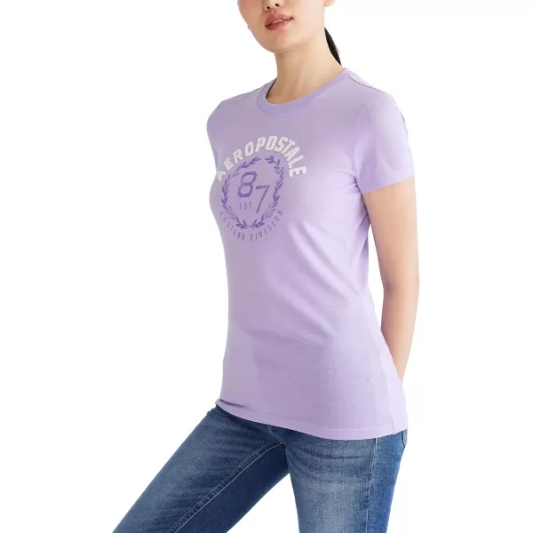 AEROPOSTALE Womens Arch Short Sleeve Graphic TeePurple Neon
