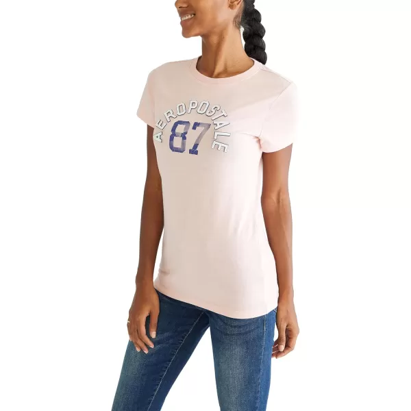 AEROPOSTALE Womens Arch Short Sleeve Graphic TeeSilver Pink